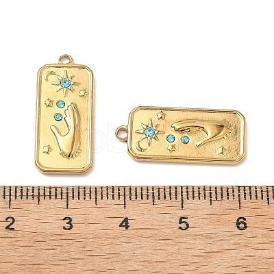 304 Stainless Steel Rhinestone Pendants STAS-L308-02B-G-1