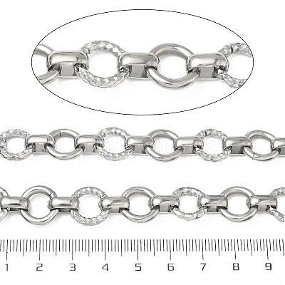 304 Stainless Steel Textured Ring Link Chains CHS-K023-11A-P-1