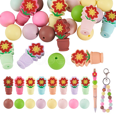 24Pcs 16 Styles Silicone Beads SIL-TA0003-03-1