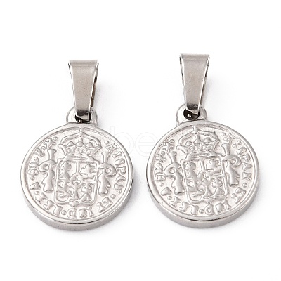 Tarnish Resistant 304 Stainless Steel Coin Pendants STAS-F183-01P-B-1