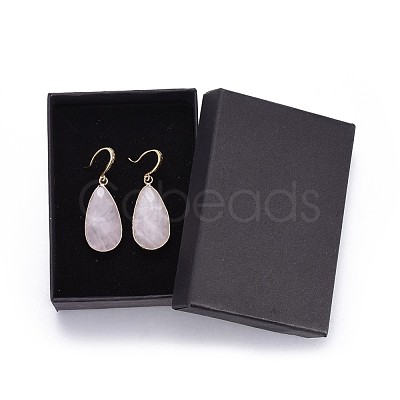 Teardrop Natural Rose Quartz Dangle Earrings EJEW-JE02998-03-1