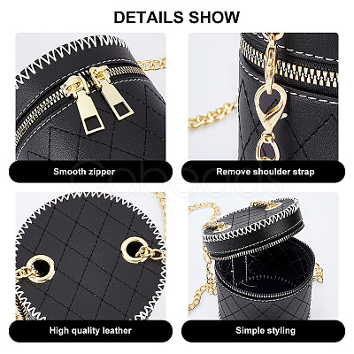 DIY Rhombus Pattern Cylinder Small Crossbody PU Leather Bag Making Kits DIY-WH0292-74A-1