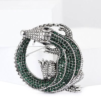 Crocodile Alloy Rhinestone Brooch PW-WGFAD1D-04-1