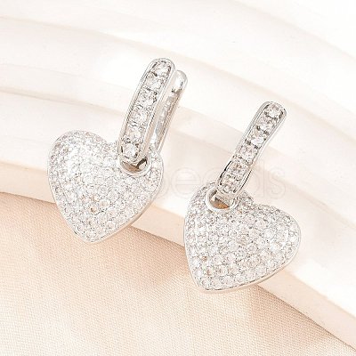 Brass Micro Pave Clear Cubic Zirconia Hoop Dangle Earrings EJEW-G471-30D-P-1