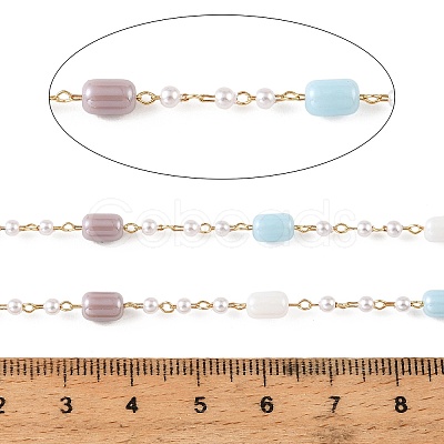 Handmade Brass Glass Beaded Chains GL-CBA1C06-15G-1