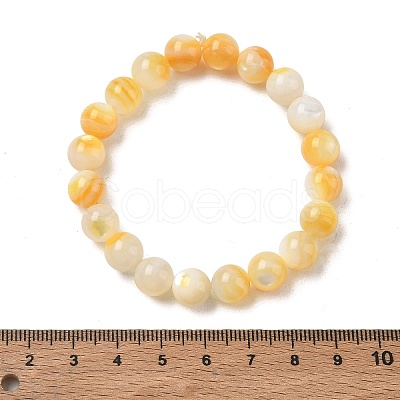 9MM Natural Yellow Shell Round Beaded Stretch Bracelets SH-CBACA76-18E-1