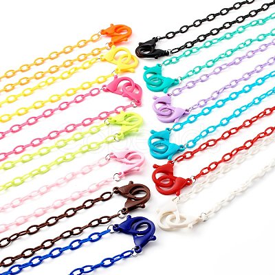 13Pcs 13 Colors Personalized ABS Plastic Cable Chain Necklaces NJEW-JN03483-1