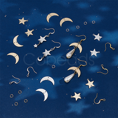DIY Moon & Star Dangle Earring Making Kit DIY-UN0004-31-1