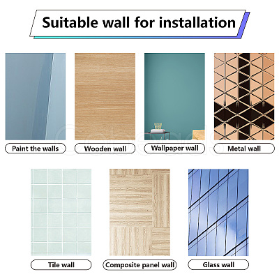 8Pcs 8 Styles Rectangle Plastic Window Stickers DIY-WH20015-003-1