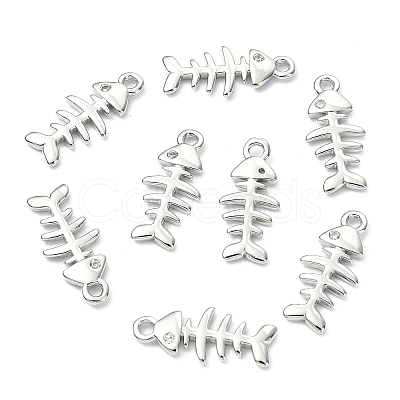 SHEGRACE Brass Micro Pave Cubic Zirconia Fishbone Charms XGR0163P-109P-1