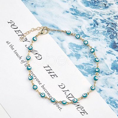 Christmas Brass Evil Eye Enamel Link Chain Anklets for Women WGC2D50-01-1