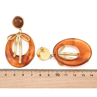304 Stainless Steel & Resin Stud Dangle Earrings for Women SA-CBA717A-01G-03-1