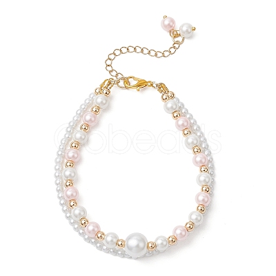 Glass Pearl Round Beaded Multi-strand Bracelets BJEW-JB11918-04-1