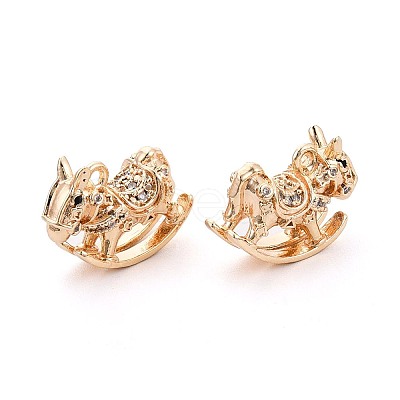 Brass Pave Clear Cubic Zirconia Pendants KK-T081-02G-1