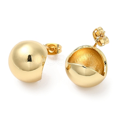 Rack Plating Brass Round Ball Stud Earrings X-EJEW-D064-05G-1