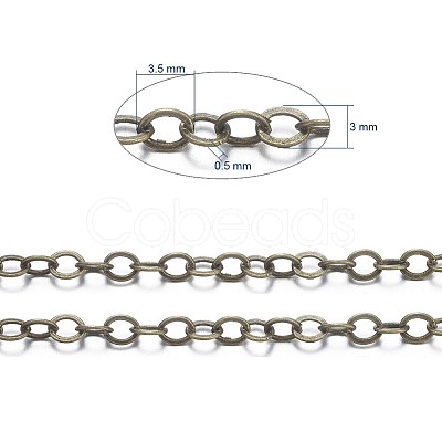 Brass Flat Oval Cable Chains X-CHC025Y-AB-1