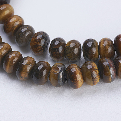 Grade AB Natural Tiger Eye Beads Strands G-P354-02-6x4mm-1