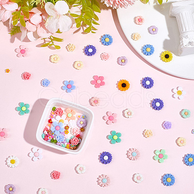 120Pcs 8 Styles Opaque Resin Cabochons RESI-PA0001-13-1