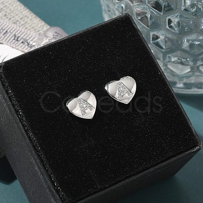 Rack Plating Brass Micro Pave Clear Cubic Zirconia Stud Earrings EJEW-K299-01P-A-1