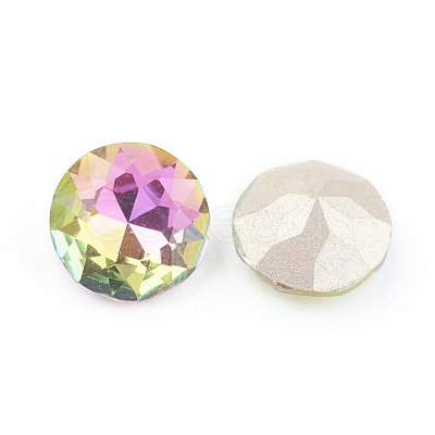 Pointed Back & Back Plated Glass Rhinestone Cabochons RGLA-J012-10mm-001VR-1