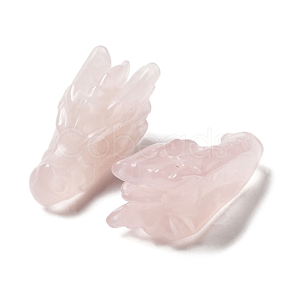Natural Rose Quartz Healing Dragon Head Figurines DJEW-L010-05E-1