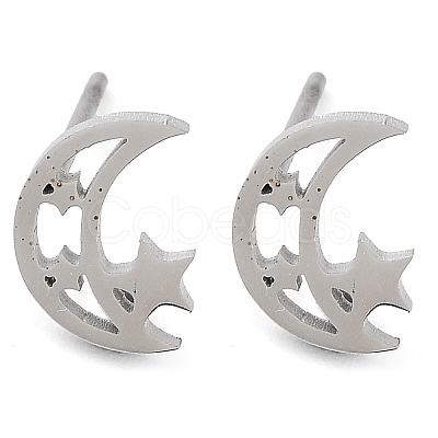 Non-Tarnish 304 Stainless Steel Stud Earrings EJEW-M242-01B-P-1