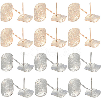 40Pcs 2 Colors Brass Stud Earrings Findings KK-SC0006-86-1