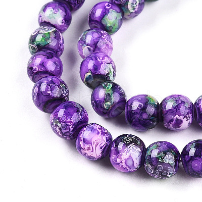 Baking Paint Glass Beads Strands DGLA-N003-8mm-A07-1