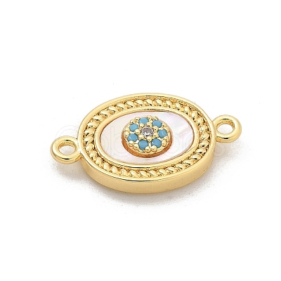 Brass Micro Pave Clear Cubic Zirconia Connector Charms KK-M303-04G-02-1