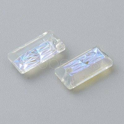 Embossed Glass Rhinestone Pendants GLAA-J101-07A-001SI-1