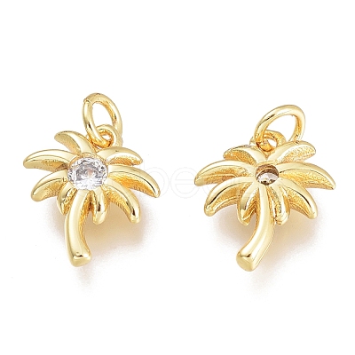 Brass Micro Pave Clear Cubic Zirconia Charms KK-M206-40G-1