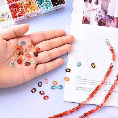 800Pcs 4 Colors Oval Acrylic Linking Rings DIY-YW0002-39-1
