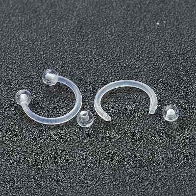 Acrylic Circular/Horseshoe Barbell with Double Round Ball X1-AJEW-P084-04B-1