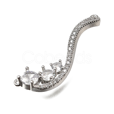 Brass Micro Pave Clear Cubic Zirconia Connector Charms CU-CBA3569-04P-D-1