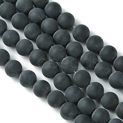Grade A Natural Black Agate Beads Strands G447-5-1