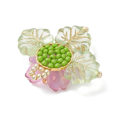 Brass Glass Seed Beaded Flower Pendants PALLOY-MZ01118-1