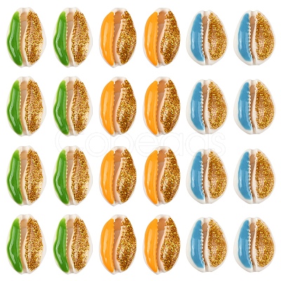 18Pcs 3 Colors Enamel Cowrie Shell Beads SSHEL-FS0001-03-1