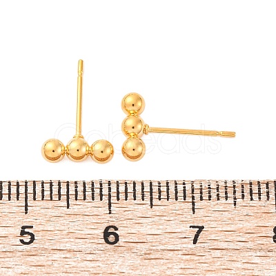201 Stainless Steel Beaded Horizontal Bar Stud Earrings with 316 Stainless Steel Pin for Women X-STAS-K238-01G-1