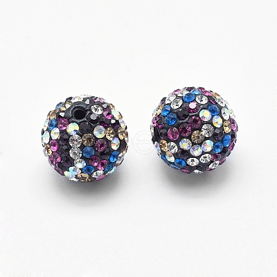 Handmade Polymer Clay Rhinestone Beads RB-L030-18D-12mm-1