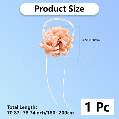 1Pc Retro Cloth Rose Flower Waxed Cord Wrap Choker Necklaces for Women NJEW-CP0001-05D-1