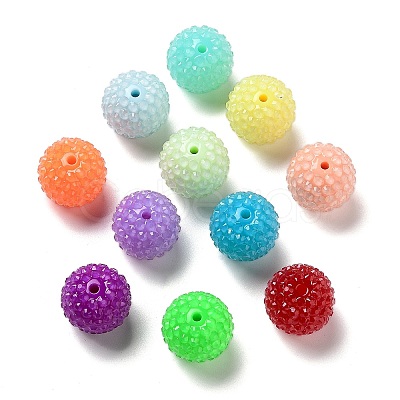 Chunky Resin Rhinestone Bubblegum Ball Beads RESI-S259-A-1