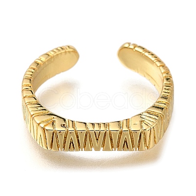 Rack Plating Brass Open Cuff Rings for Women RJEW-M022-05G-1