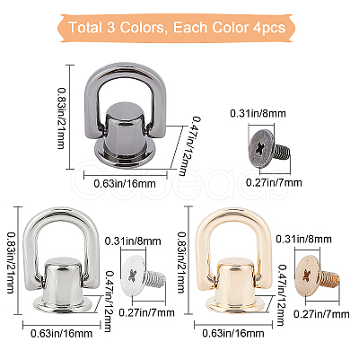 12 Sets 3 Colors Alloy Ball Studs Rivets FIND-GF0001-39-1