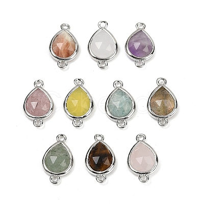 Natural Mixed Gemstone Faceted Connector Charms G-L514-048G-1