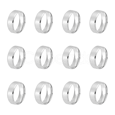 12Pcs 201 Stainless Steel Plain Band Ring for Men Women RJEW-UN0002-44A-1