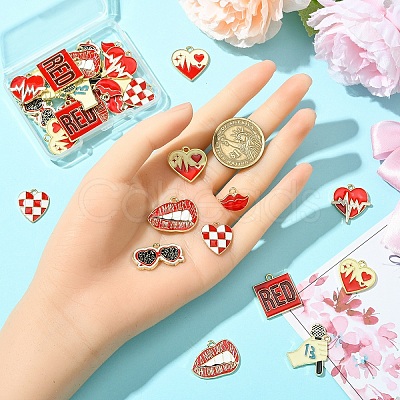 32Pcs 8 Styles Alloy Enamel Pendants ENAM-YW0005-15-1