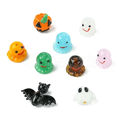 9Pcs 9 Styles Halloween Themed Handmade Lampwork Beads LAMP-CJ0002-62-1
