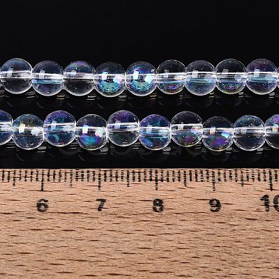 Transparent Electroplate Glass Beads Strands EGLA-Q132-6MM-01A-11-1