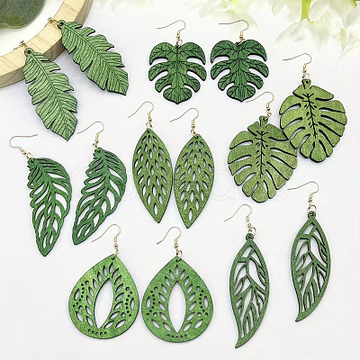 Wood Dangle Earrings for Women WGE9009-01-1