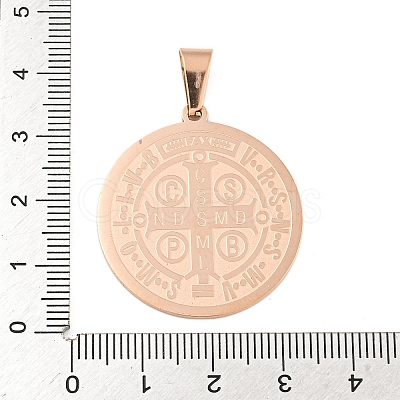 Ion Plating(IP)Trendy Necklace Findings Flat Round with San Benito 304 Stainless Steel Pendants STAS-L012-A07RG-1